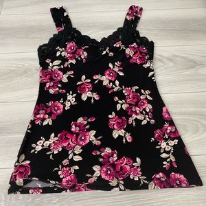 WHBM Floral Silky Spaghetti Strap Tank